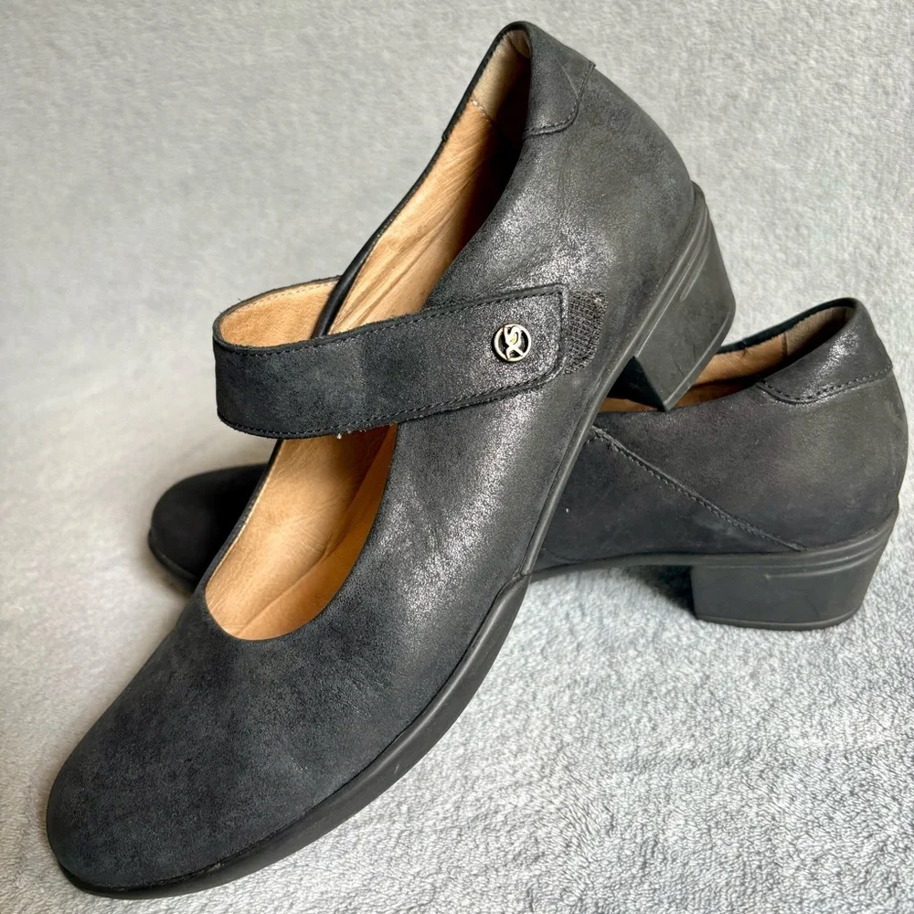 Hartjes black leather Mary Jane comfort‎ heels